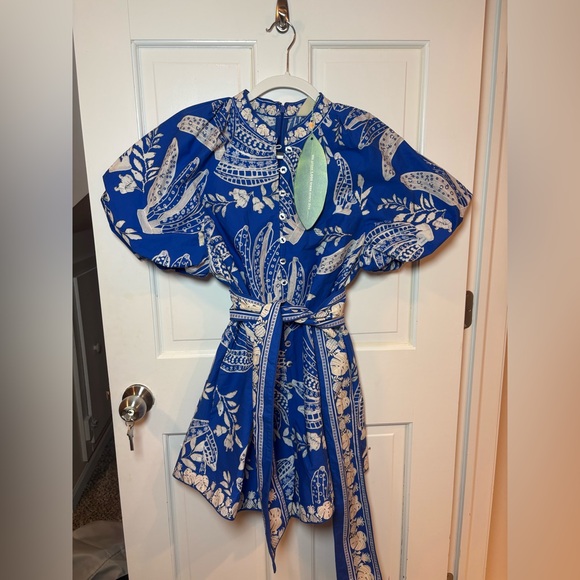 FARM Rio Blue & White Paisley Short Jumpsuit - Picture 2 of 7